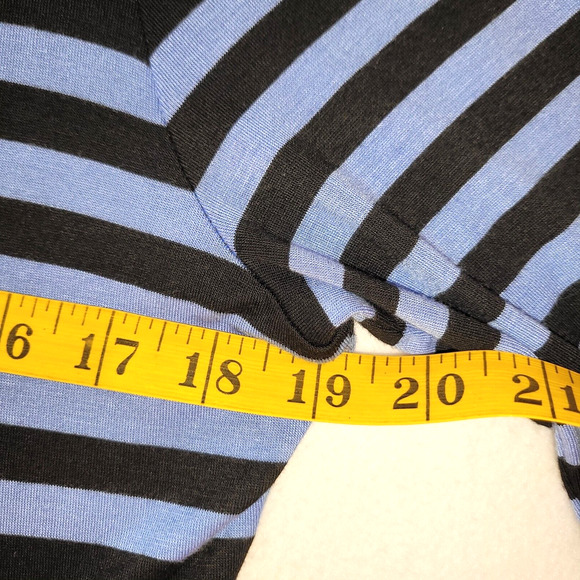 ECI NY Retro Striped Asymmetrical Hem Dress XL Stretch Blue Black 80s 90s Y2K - Picture 7 of 10